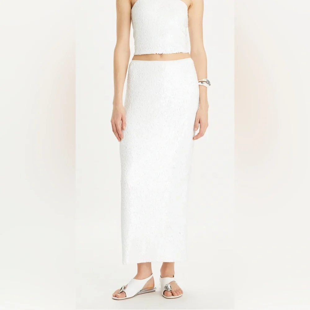 Tory Burch White Sequin Pencil Skirt size 6